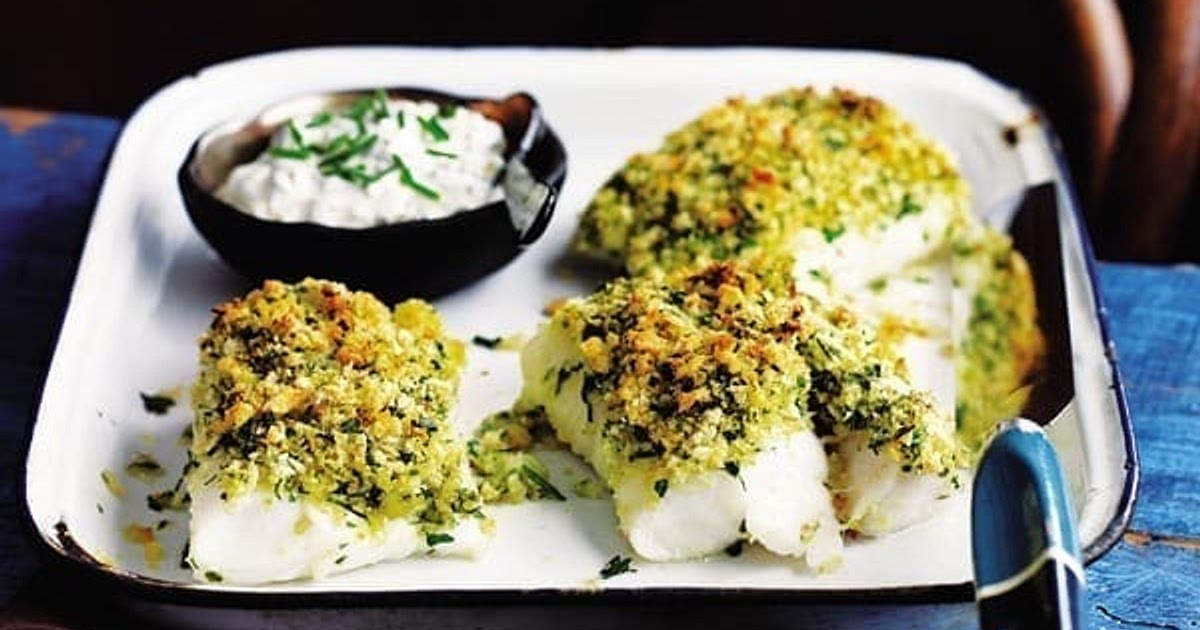 Baked fish with a herb and lemon crust Recipe | Samsung Food App