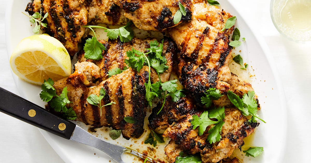 Grilled Za'atar Chicken with Garlic Yogurt and Cilantro Recipe | Samsung Food App