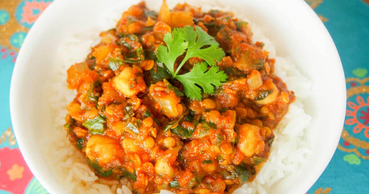 Chickpea, lentil and spinach curry Recipe | Samsung Food App