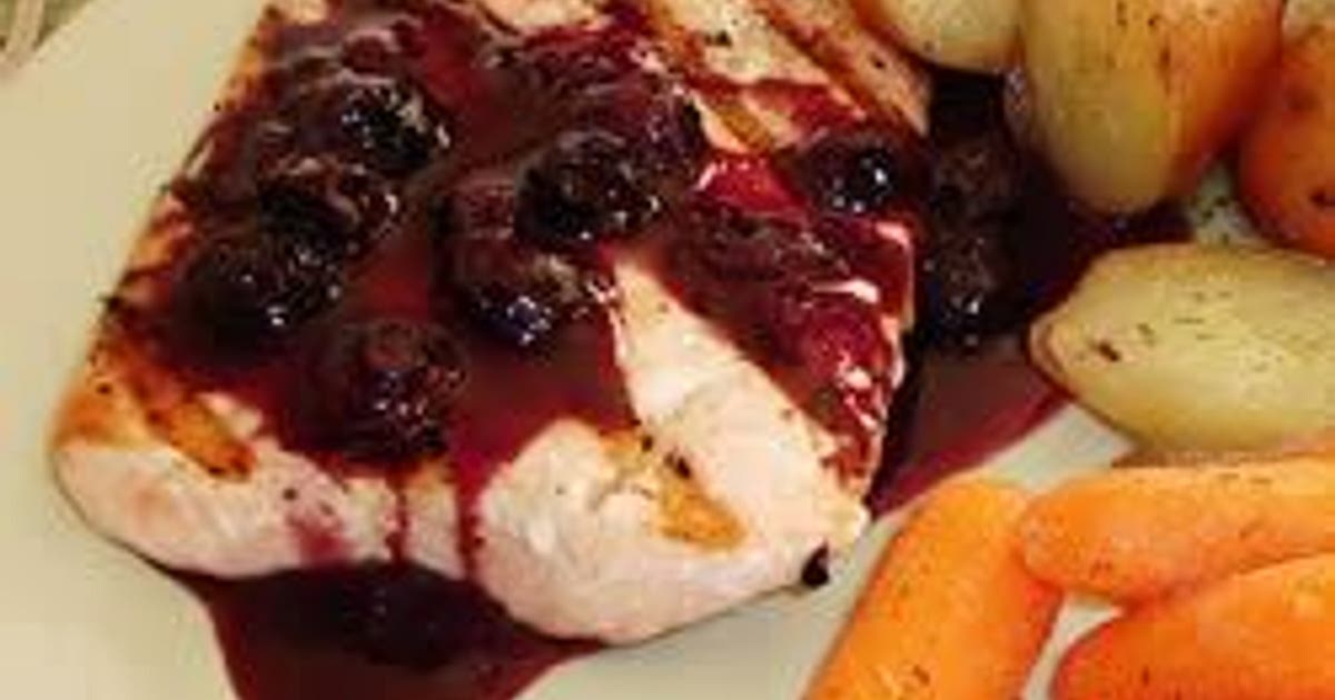 Grilled Salmon Steaks with Savory Blueberry Sauce Recipe | Samsung Food App