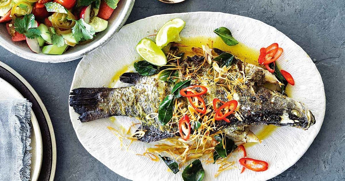 Barramundi, lemongrass and lime leaves Recipe | Samsung Food App