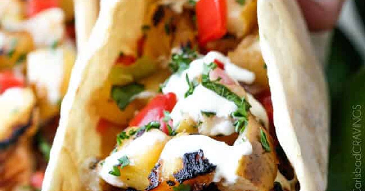 Teriyaki Chicken Tacos with Grilled Pineapple Pear Salsa Recipe | Samsung Food App