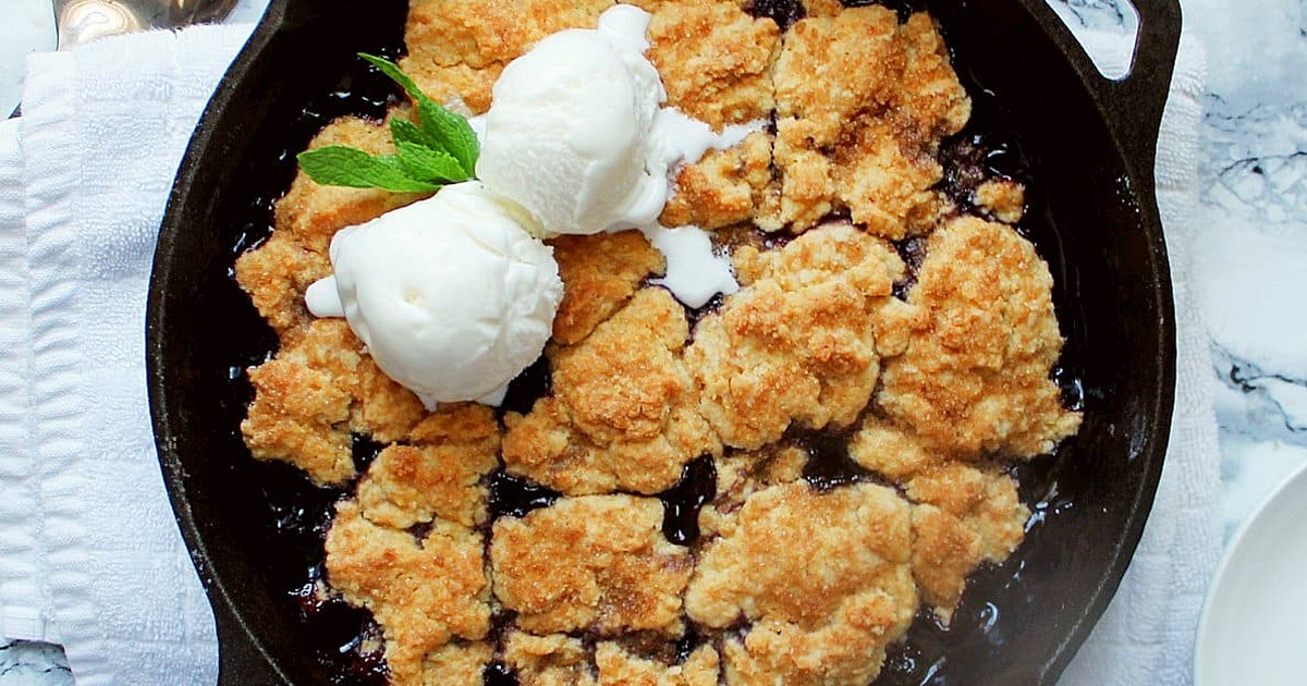 Skillet Blueberry Cobbler with Smoked Sugar Recipe | Samsung Food App