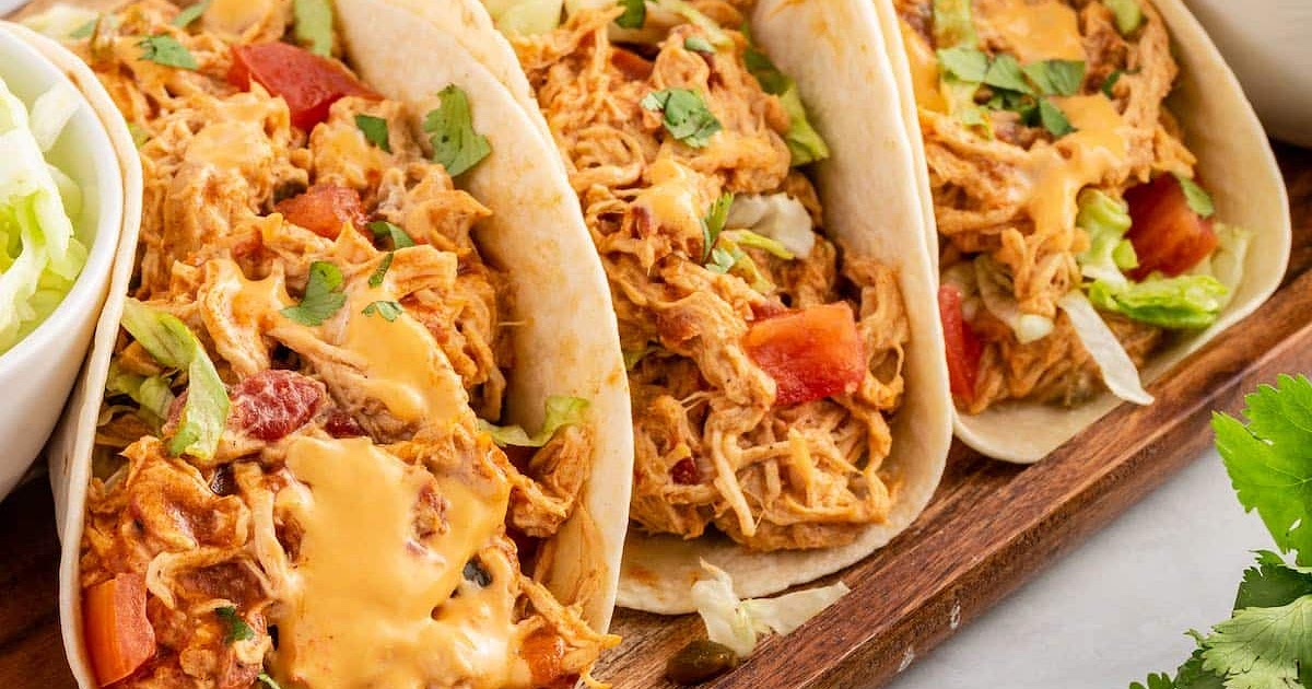 Slow Cooker Queso Chicken Tacos Recipe | Samsung Food App