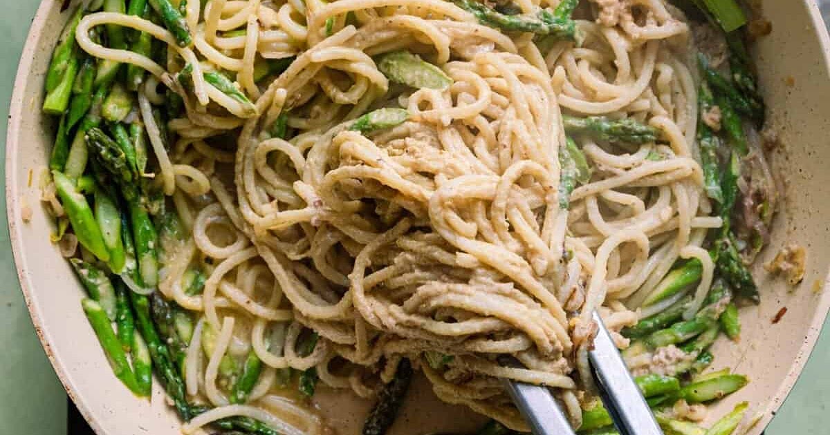 Lemon Asparagus Pasta Recipe | Samsung Food App