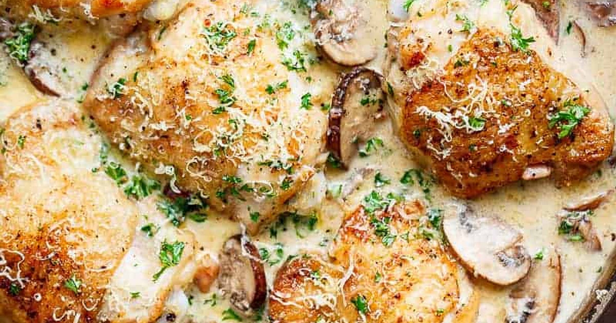 Creamy Parmesan Herb Chicken Mushroom Recipe | Samsung Food App