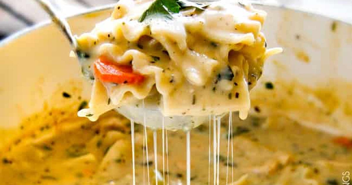 One Pot White Chicken Lasagna Soup Recipe | Samsung Food App