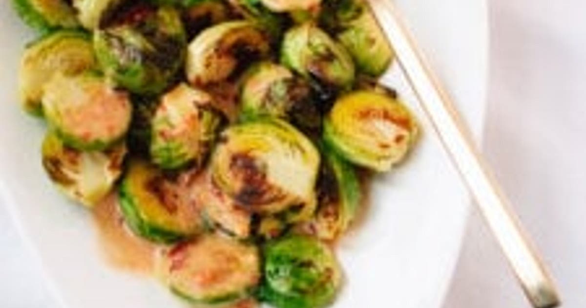 Quick Roasted Brussels Sprouts with Coconut Ginger Sauce Recipe | Samsung Food App