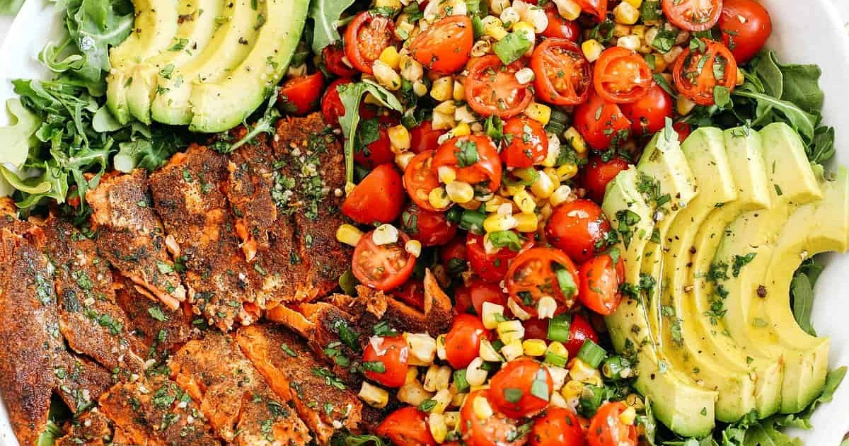 Chili-Rubbed Salmon with Summer Corn Salad Recipe | Samsung Food App
