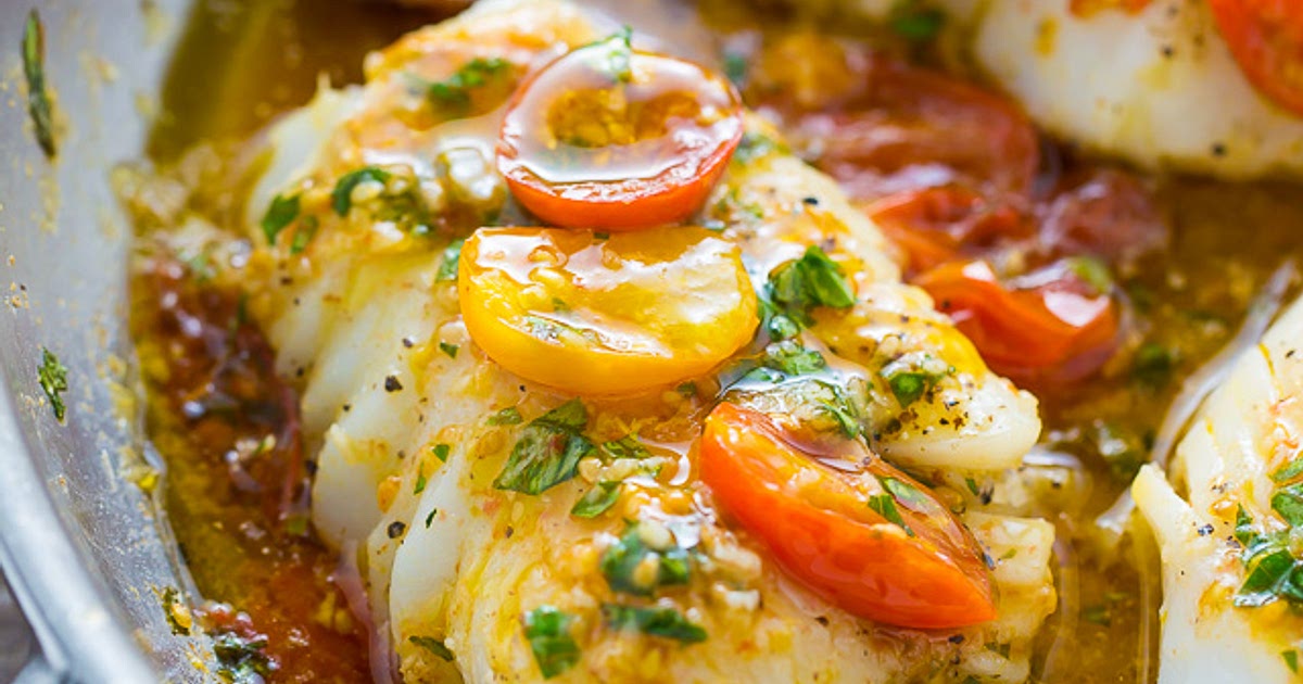 Pan-Seared Cod in White Wine Tomato Basil Sauce Recipe | Samsung Food App