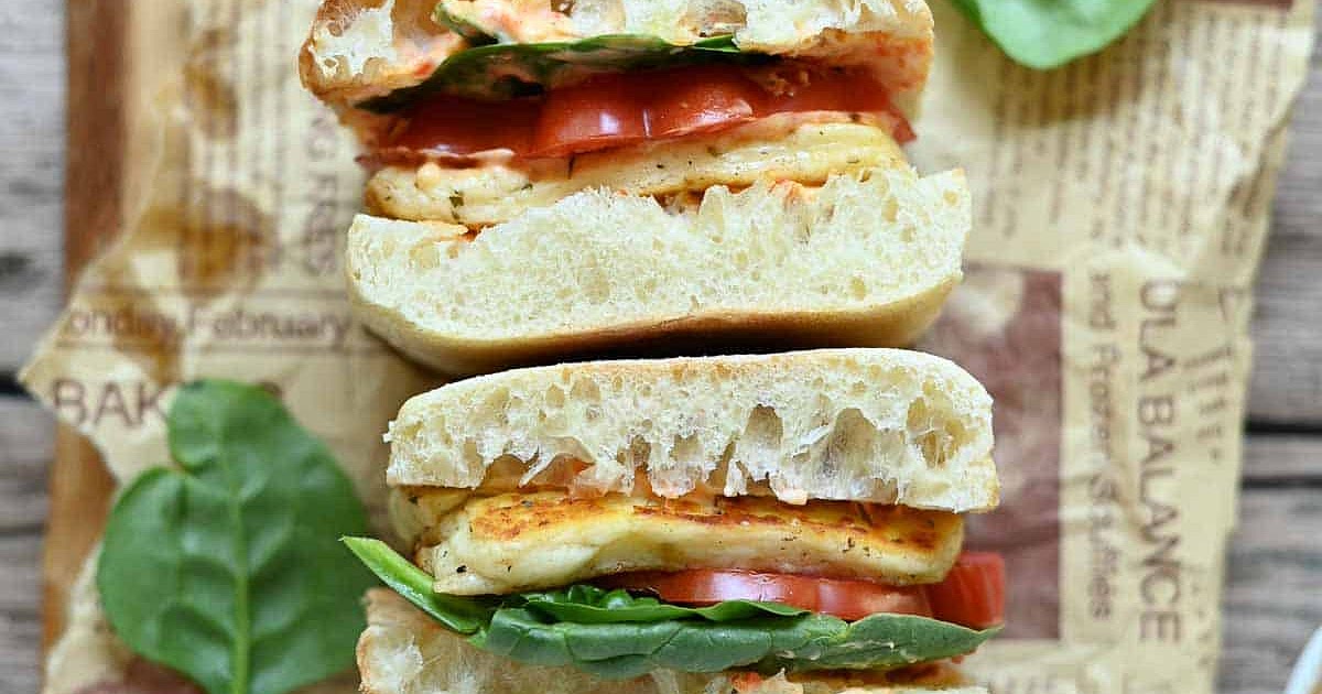 Halloumi Sandwich with Red Pepper Aioli Recipe | Samsung Food App