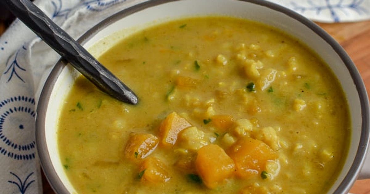 Curried Butternut Squash and Brown Rice Soup | Slimming Eats Recipe | Samsung Food App