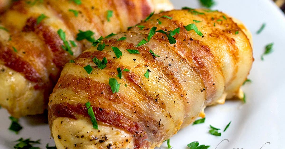 Bacon Wrapped Cheese & Mushroom Stuffed Chicken Breasts Recipe | Samsung Food App