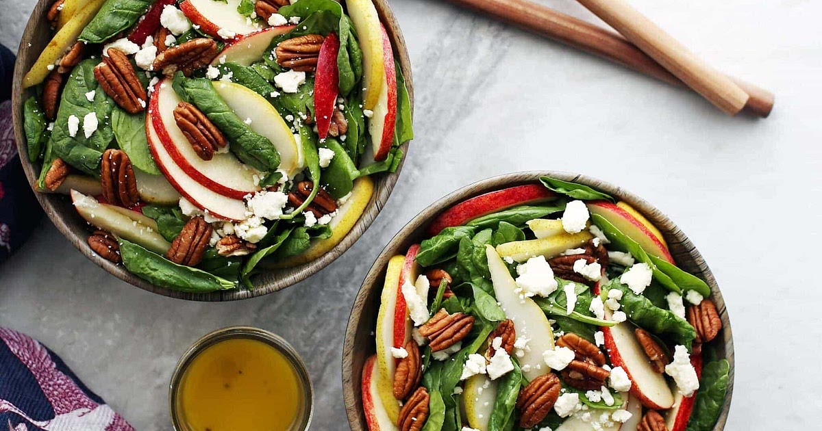 Apple and Pear Spinach Salad with Honey Lemon Ginger Vinaigrette Recipe | Samsung Food App