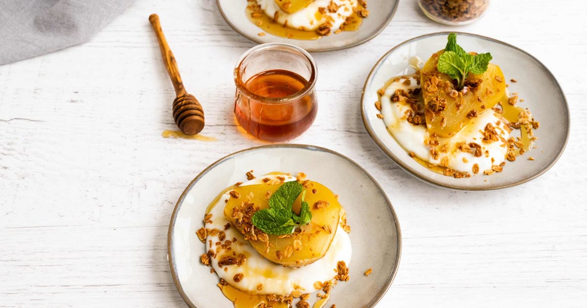 Baked Pears with Vanilla Yogurt Recipe | Samsung Food App
