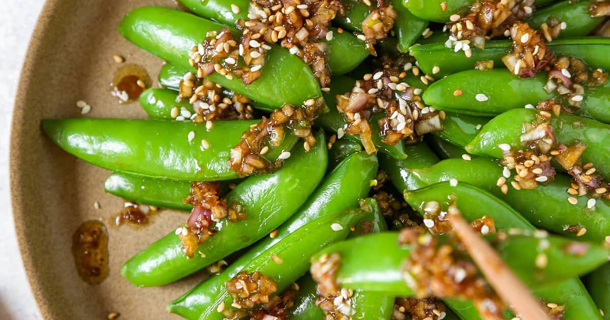 Sugar Snap Peas with Sesame Dressing Recipe | Samsung Food App