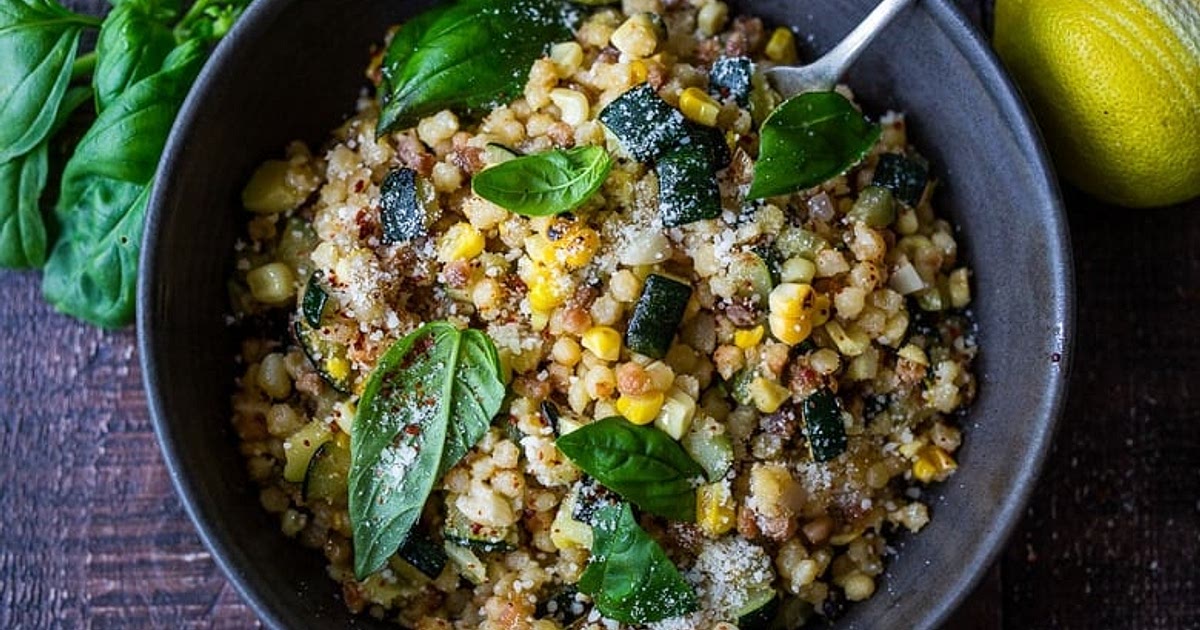 Fregola with Corn, Zucchini & Basil Recipe | Samsung Food App