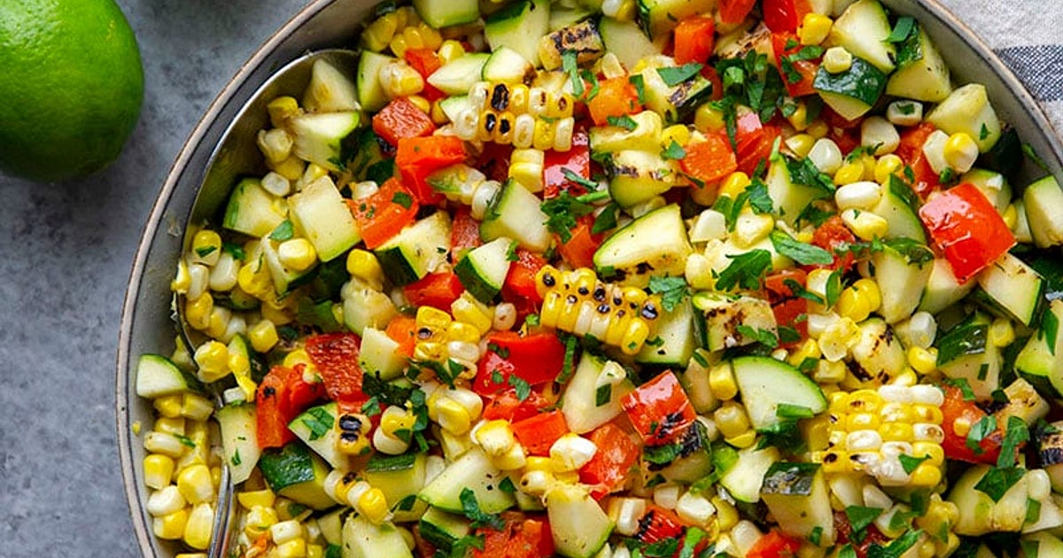 Charred Zucchini Mexican Sweet Corn Salad Recipe | Samsung Food App