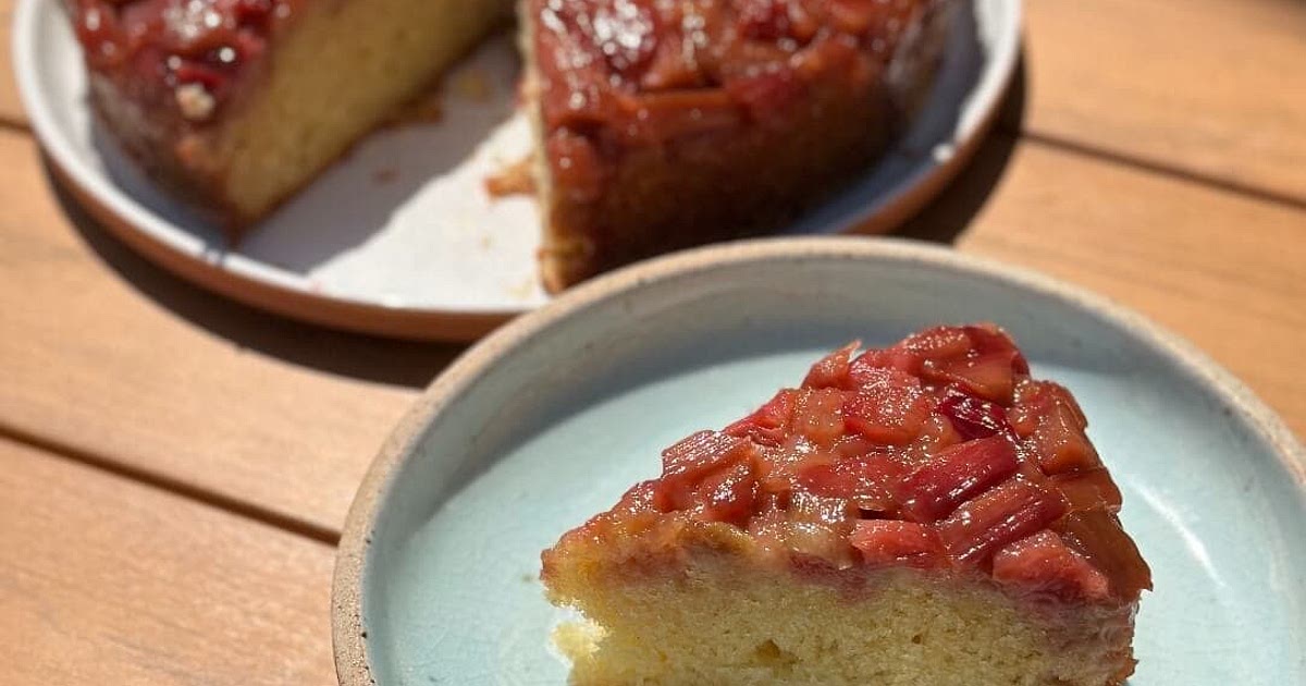 Rhubarb Yogurt Upside Down Cake Recipe | Samsung Food App
