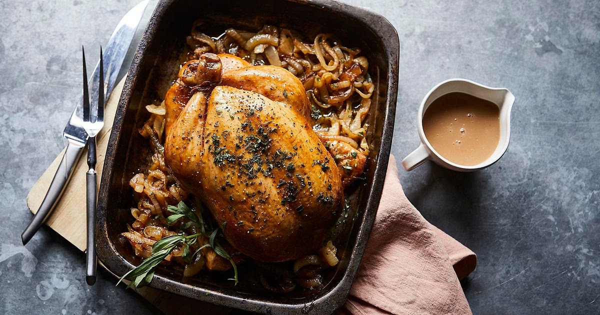 Roast chicken with tarragon butter and melting onions Recipe | Samsung Food App