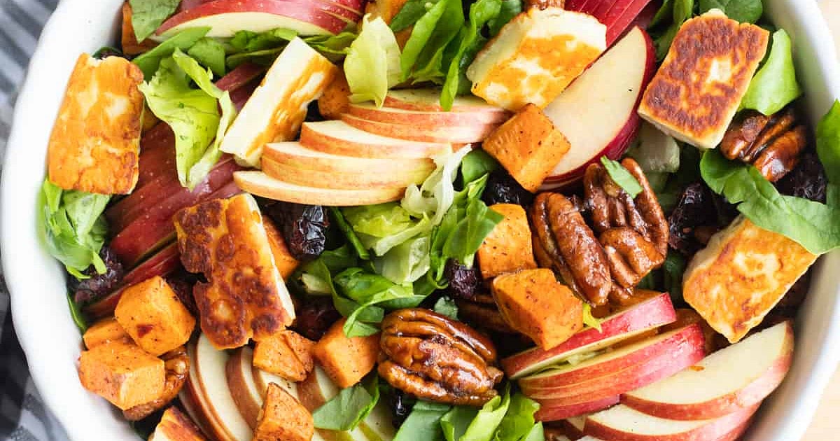 Halloumi Salad with Apples and Sweet Potatoes Recipe | Samsung Food App