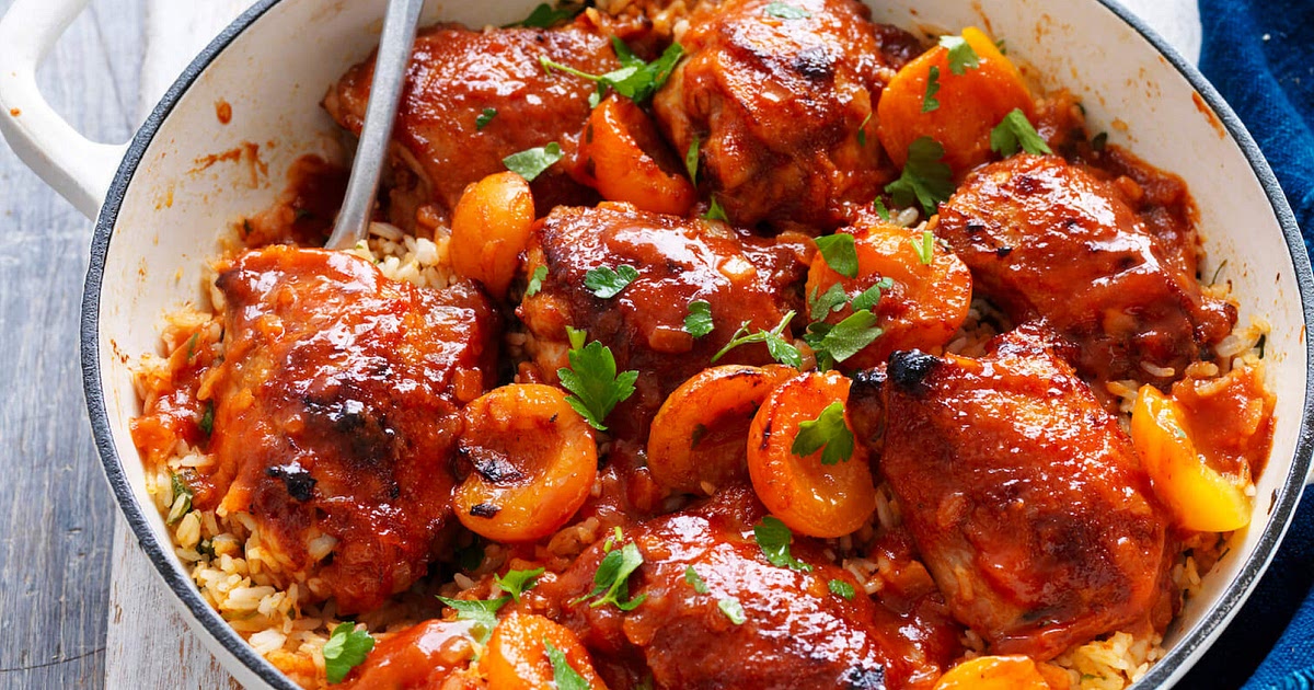 Easy One-pan Apricot Chicken and Rice Recipe | Samsung Food App