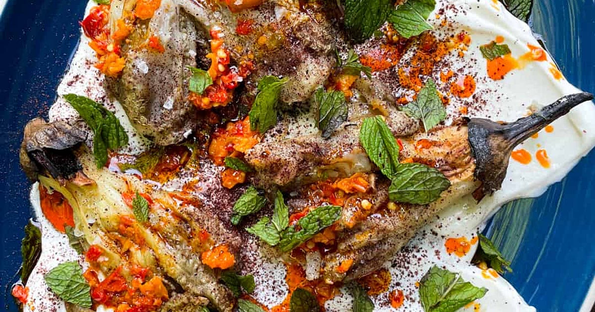 Grilled Eggplant with Whipped Feta, Sumac and Mint Recipe | Samsung Food App