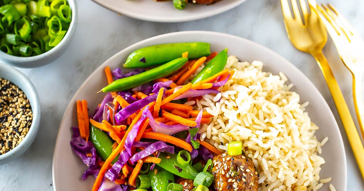 Sticky Teriyaki Chicken Meatballs and Rice Recipe | Samsung Food App