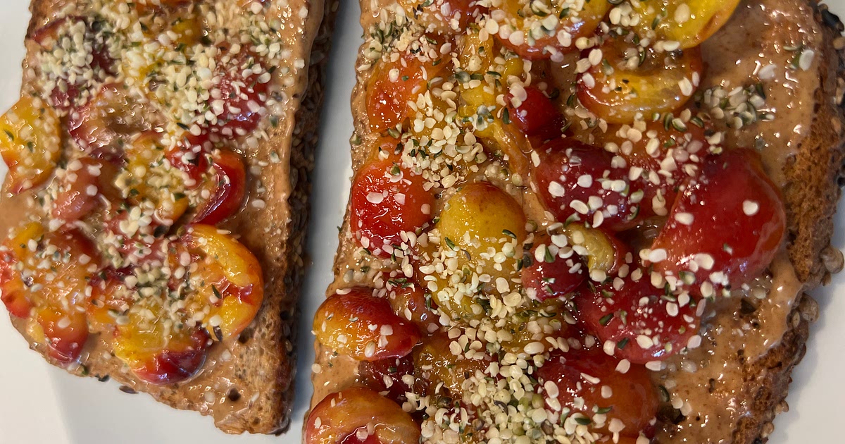 Roasted Cherry Almond Butter Toast Recipe | Samsung Food App