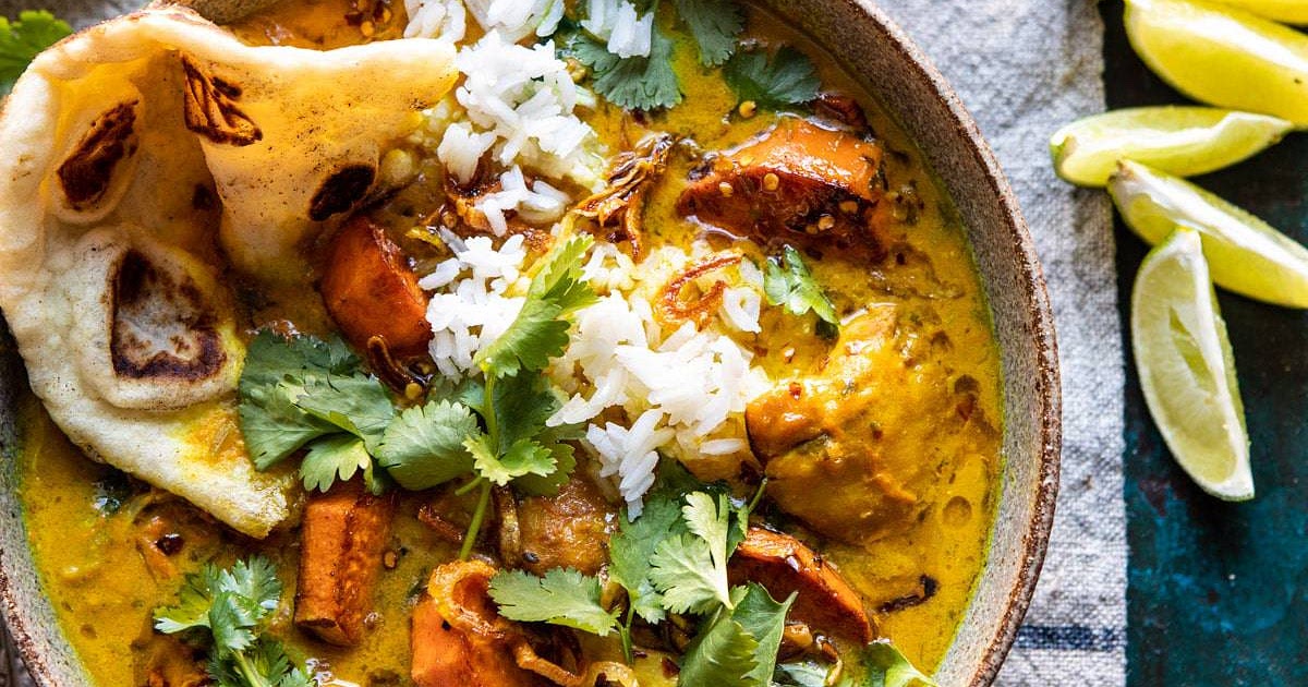 30 Minute Chicken Braised in Coconut Milk with Sweet Potatoes and Rice Recipe | Samsung Food App