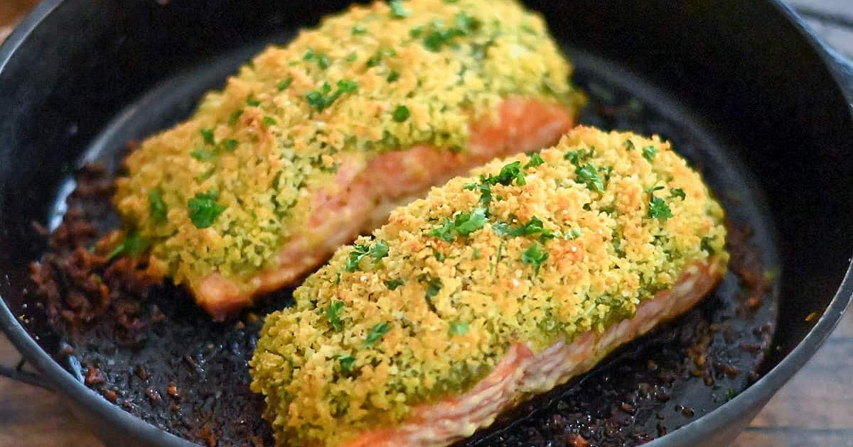 Pesto Crusted Salmon with Panko Recipe | Samsung Food App