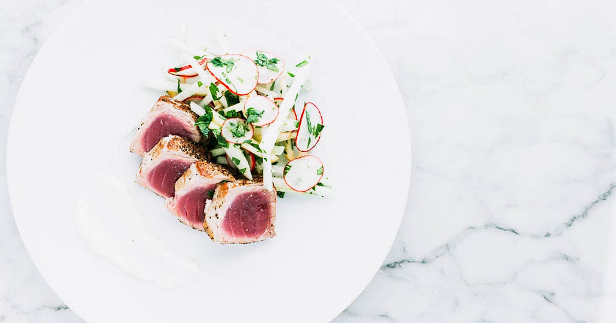 Seared Tuna with a Kohlrabi Slaw and Ginger-Lime Aioli Recipe | Samsung Food App
