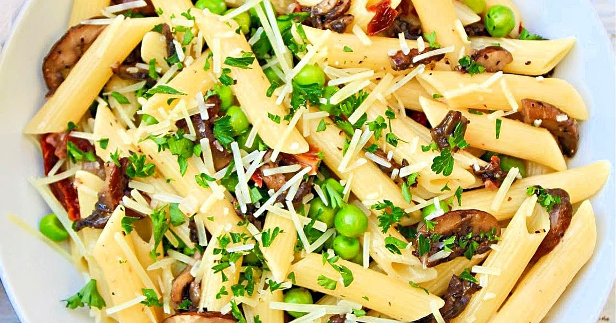 Pasta with Mushrooms and Peas Recipe | Samsung Food App