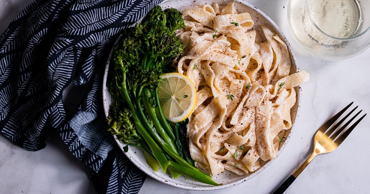 Vegan Lemon Tahini Broccolini Pasta Dinner Recipe | Samsung Food App