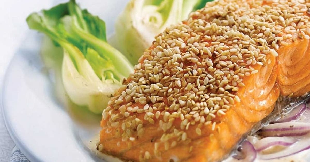 Sesame Salmon Fillets with Red Onion and Ginger Cream Recipe | Samsung Food App