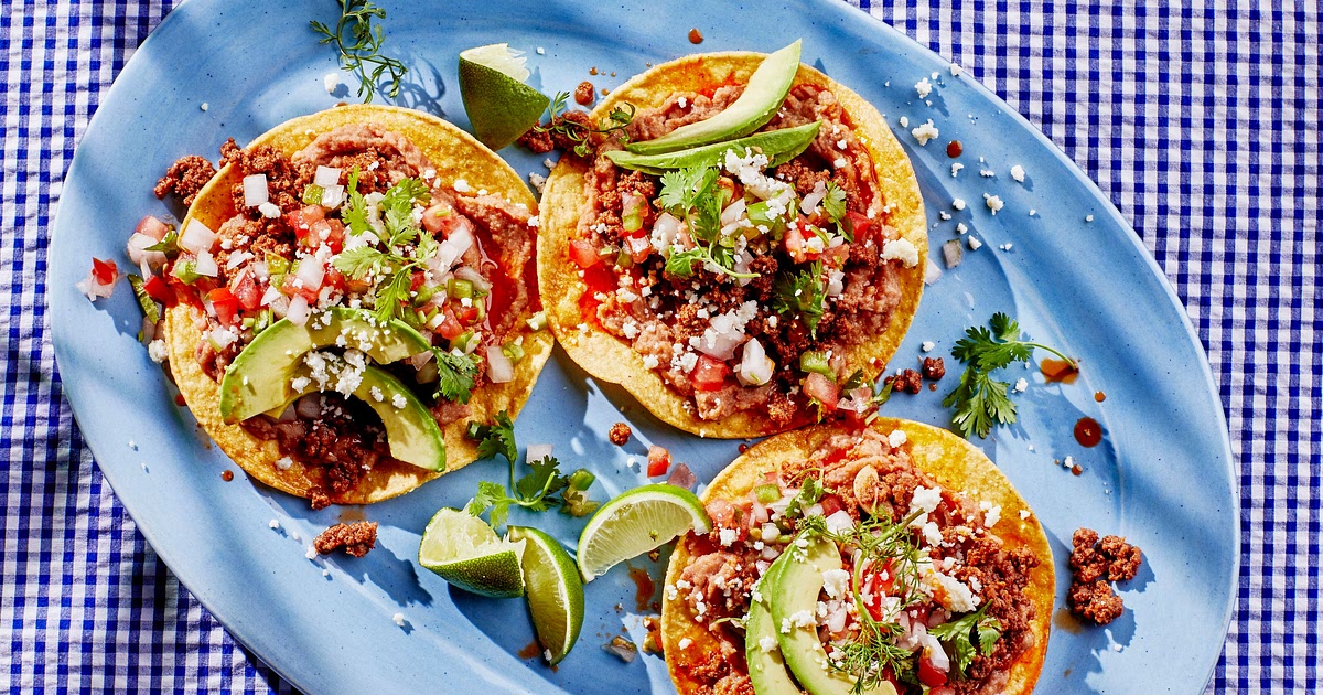 Spiced Beef and Refried Bean Tostadas Recipe | Samsung Food App