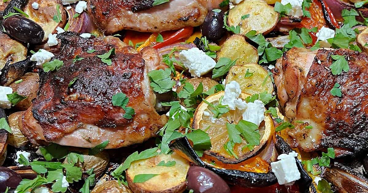 Mediterranean Sheet Pan Chicken Dinner Recipe | Samsung Food App