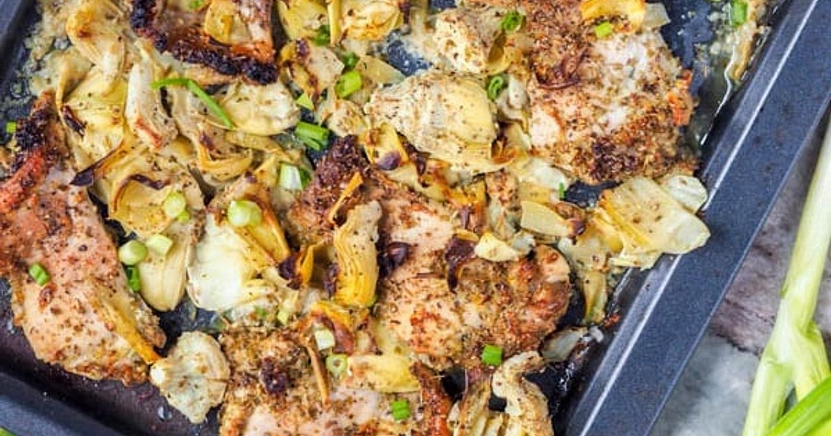 Broiled Chicken Thighs with Artichokes and Garlic Recipe | Samsung Food App