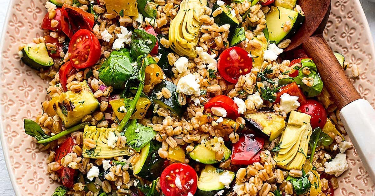 Grilled Vegetable Farro Salad Recipe | Samsung Food App