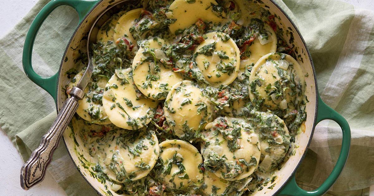 Ravioli with Creamy Spinach Recipe | Samsung Food App
