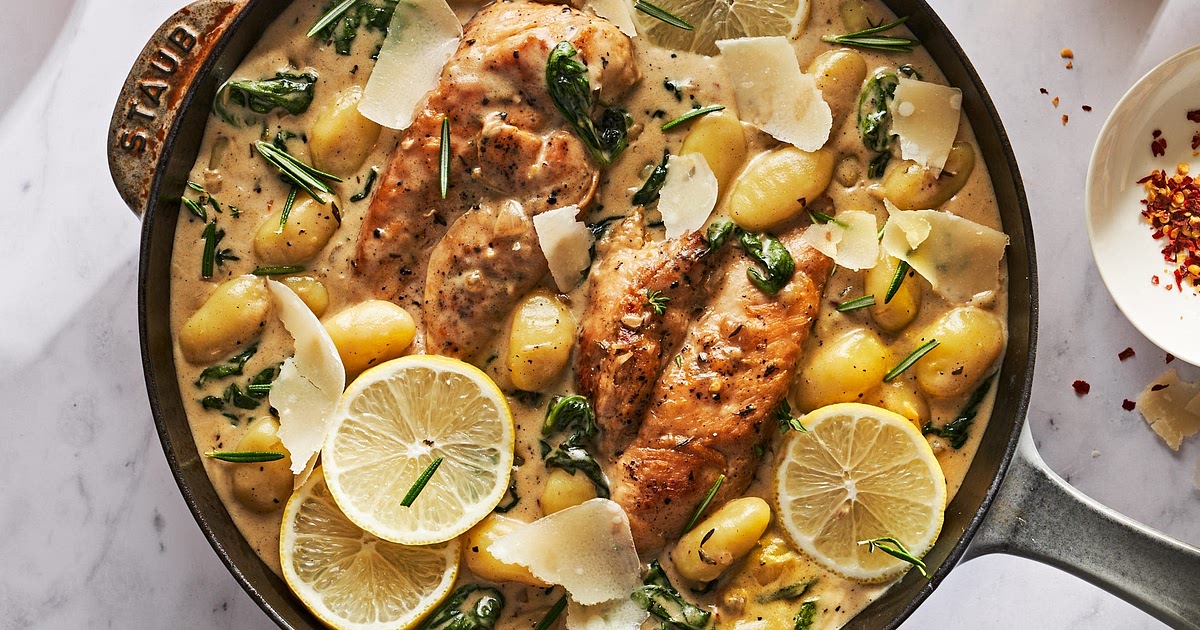 One-Pan Lemon Parm Chicken Gnocchi Recipe | Samsung Food App