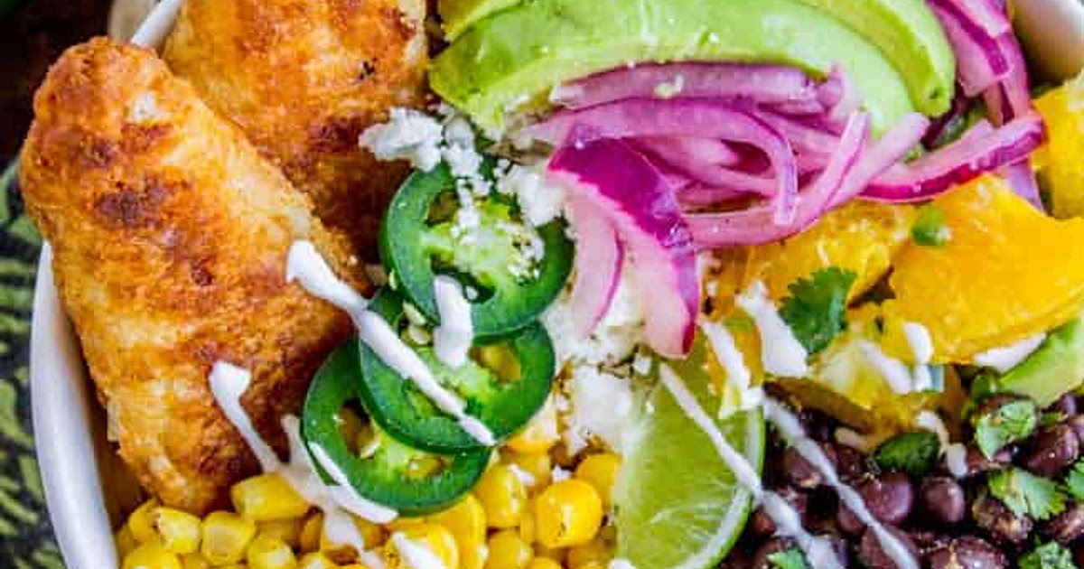 Beer-Battered-Fish Burrito Bowl with Orange Avocado Salsa Recipe ...