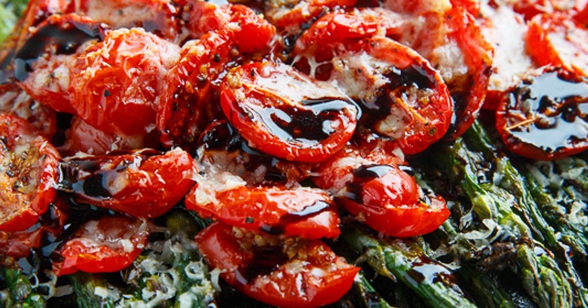 Balsamic Parmesan Roasted Asparagus and Tomatoes Recipe | Samsung Food App