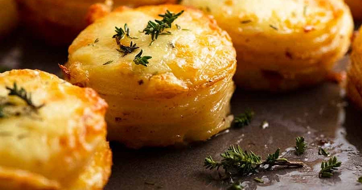 Cheesy Potato Gratin Stacks (Muffin Tin) Recipe | Samsung Food App