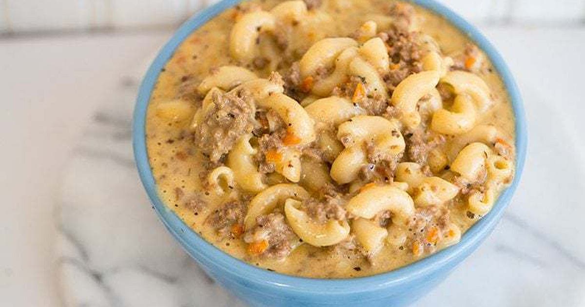 Crockpot Macaroni Cheeseburger Soup Recipe | Samsung Food App