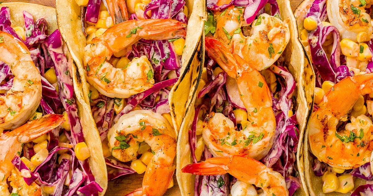 Grilled Shrimp Tacos with Sriracha Slaw Recipe | Samsung Food App