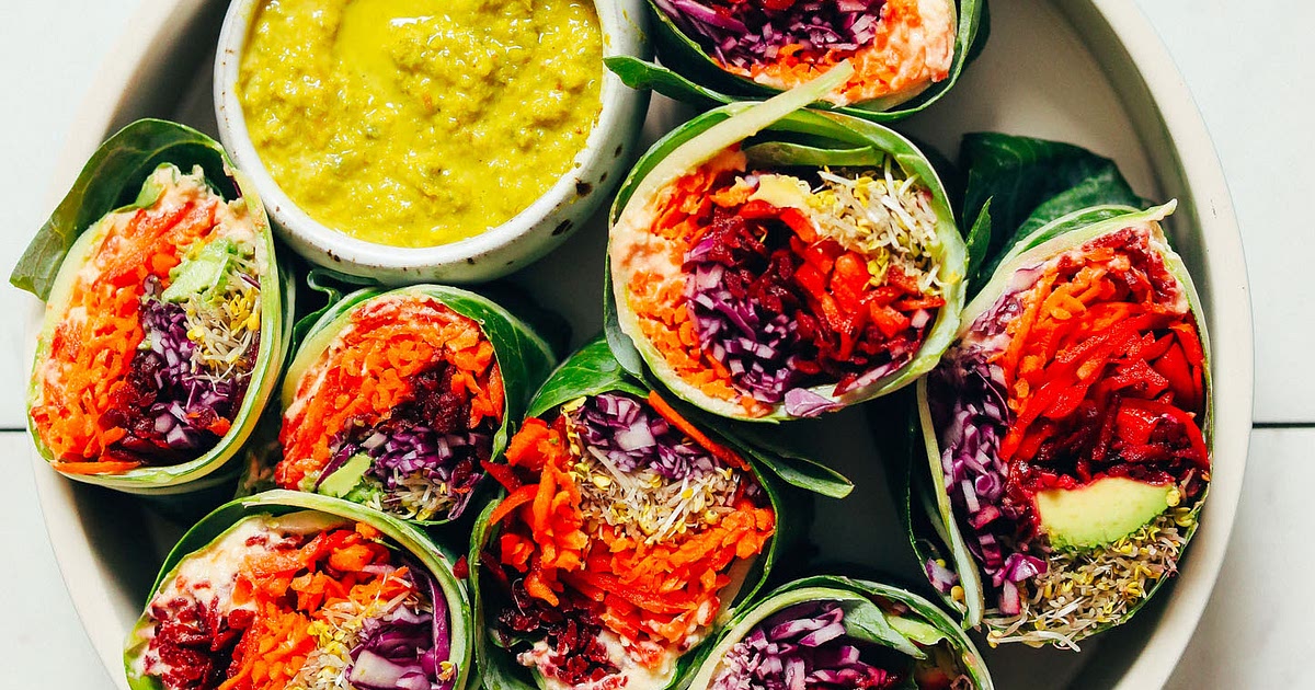 Vibrant Collard Green Wraps with Green Curry Tahini Sauce Recipe | Samsung Food App