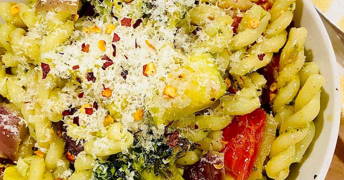Roasted Vegetables Pasta with Pesto Pasta Recipe | Samsung Food App