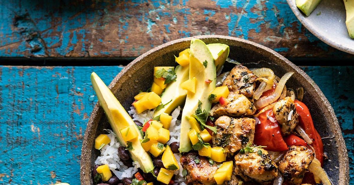 Sheet Pan Cuban Chicken and Black Bean Rice Bowl Recipe | Samsung Food App