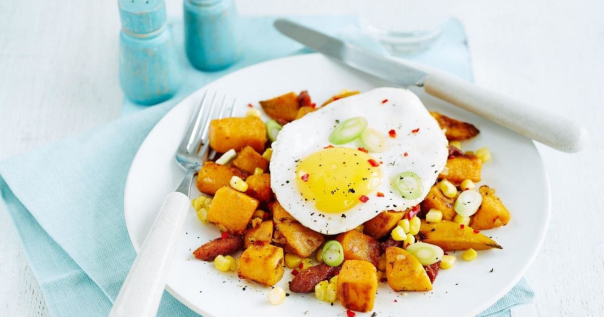 Sweet potato hash with fried eggs Recipe | Samsung Food App